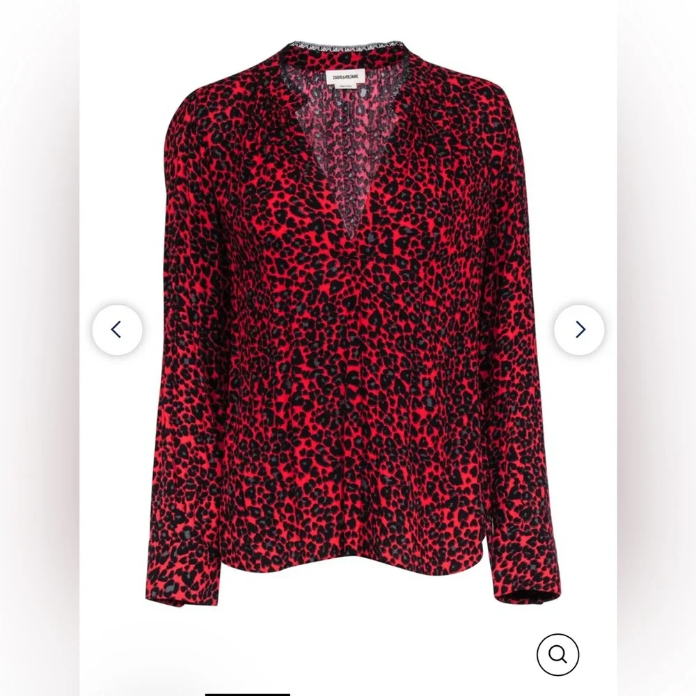 Zadig & Voltaire Tink LEO Leopard Print Tunic Blouse sz MEDIUM - Picture 3 of 10